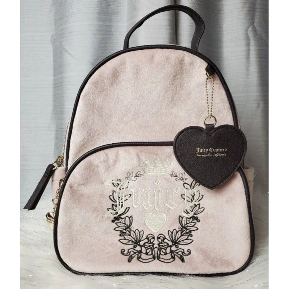 Pink Juicy Couture Backpack Purse Bag Mini Backpack Cute Velour Dusty Blush New
